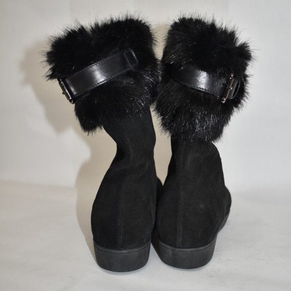$550 AQUATALIA WALDA FAUX FUR TRIMMED WATERPROOF BOOT BLACK 6.5 (ME35)
